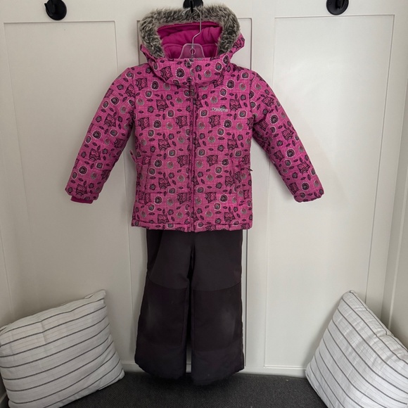 Carters Girls Snowsuit, Pink, grey overalls, jacket, Ski, two piece - Picture 1 of 14